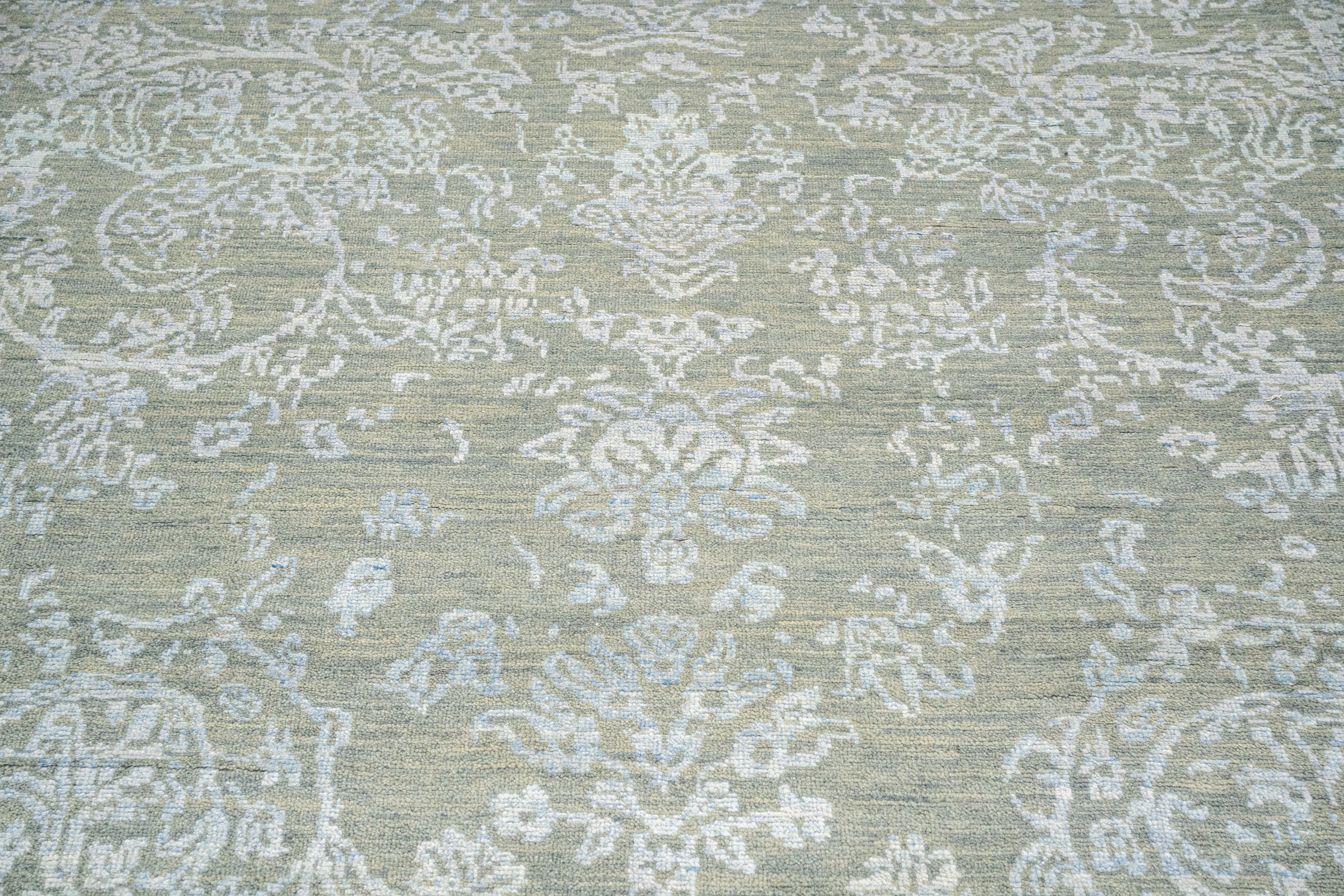Handknotted Carpet, DIA - 1038 JK  ROUND, Silver Foil & Cadet Blue